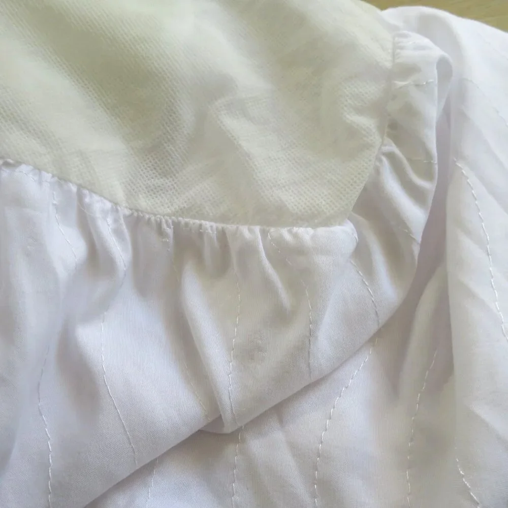 Vintage 90s Y2K White Twin Bed Skirt Eyelet Embroidery Scalloped Hem 14